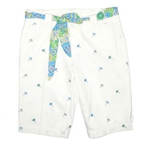 Lilly Pulitzer Scarf Belt Embroidered Beach Umbrella Mid Rise Shorts 10 RARE